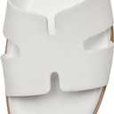 Rihero Women's Dressy Flat Sandals Comfortable Slip On Leather Slide Sandals (White, 7.5)