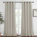 NICETOWN Blackout Natural Curtain for Living Room - Grommet Thermal Insulated Solid Room Darkening Thermal Curtain Drape Sound Reducing for Bedroom (1 Panel, W52 x L120)