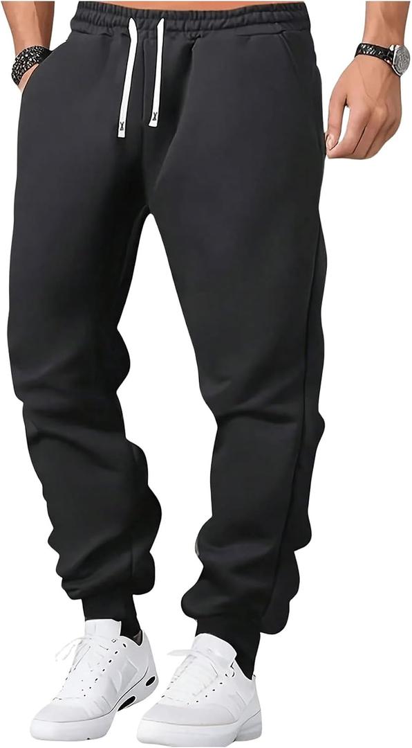 SHENHE Men's Jogger Sweatpants Athletic Gym Drawstring Elastic Waist Running Track Pants with Pockets (M)