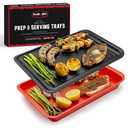 BLAZIN' GRILL Prep and Serve Trays | Set of 2 Stackable, Melamine Trays | Serving Tray & Marinating Tray | Serving Platter for Plating Food & BBQ Prep Tub for Marinating Meats | Grill Accessories |