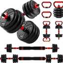 Adjustable Dumbbell Set, 30lbs, 5 in 1 Multi-Function Dumbbells Set Converts to Barbell & Kettlebell, Weight Set for Home Gym Workout, Suitable for Men/Women Strength Training