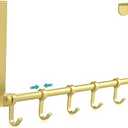 MGahyi Over The Door Hooks Hanger, Moving 6-Hooks,Over Door Towel Rack,Door Coat Hanger, Upgraded Long Arms for Bathroom Accessories (Gold)