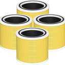 Core 200S Pet Care Replacement Filter Compatible with LEVOIT Core 200S and Core 200S-P Smart WiFi Air Purifier, 3-in-1 Grade Main Filter, Core 200S-RF-PA, Yellow, 4 Pack
