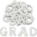 Glenmal 20 Pcs Graduation Pearl Rhinestone Letter Patches Self Adhesive Grad Letters Patches for DIY Clothing High School College Graduation Party Supplies for Bags Backpacks Hats