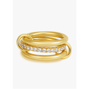 Gold Stackable Rings for Women Non Tarnish, 18K Gold Plated CZ Cubic Zircon Mixed Metals Multi Stack Rings Set Gold Jewelry