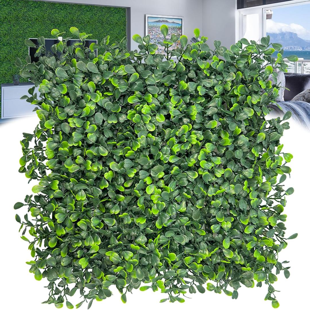 Artificial Grass Wall Backdrop: 10"x 10"(26P) Boxwood Faux Green Wall Panels for Interior Wall, Greenery Wall,Garden and Indoor Outdoor Plant Decor