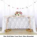 Pardecor 60x120 Inch White Embroidered Lace Tablecloth - Vintage Floral Overlay for Wedding, Bridal Shower, Tea Party & Home Decor, Washable Linen Rectangular Table Cover, 126" x 60"