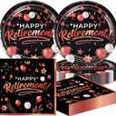 40pcs Retirement Party Decoration,include 20 dessert plate, 20 Napkin,Used for Rose Gold and Red Retirement Party Supplies