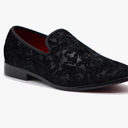 Men's Vintage Velvet Flower Designer Dress Loafers Slip On Shoes Classic Tuxedo Dress Shoes Size 8, Black