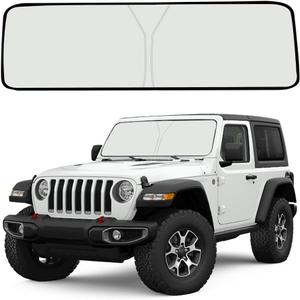 Upgrade Windshield Sun Shade for Jeep Wrangler JL JLU 2018-2023, Foldable Windshield Sun Visor Blocks UV Rays