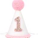 Pink First Birthday Party Crown for Baby Girls - Blush 1st Birthday Hat