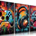 PPV 3Pcs Cool Gaming Wall Art Retro Video Gamer watercolor Posters Pictures Colorful Neon Gamepad Canvas Painting Prints for Boys Room Kids Gamer Room Bedroom for Boys Home Decoration