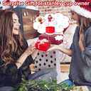 Mity rain 9PCS Christmas Accessories for Stanley Cup - Tumbler Accessories Including 4 Pcs Straw Cover Cap, 4 Pcs Spill Proof Stopper,1 Pc Silicone Boot for Stanley Cup 30/40OZ (Red)