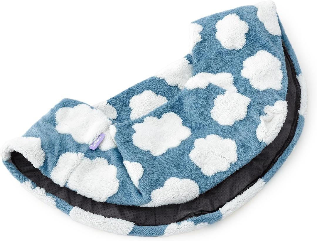 Lesure Donut Dog Bed Cover Small Washable Replacement Cover Jacquard Shaggy Plush for Cute Pet Cat Mat 23x23x8 Inches, Light Blue