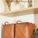 13x13x13 Laundry Baskets Hampers, Wicker Storage Baskets for Shelves, Woven Basket for Blankets, Clothes, Organizer Storage Bins with Handles, Set of 4-Brown