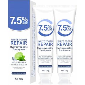 7.5% Hydroxyapatite Toothpaste for Enamel Protection, Fluoride-Free Formula with Gentle Mint, for Sensitive Teeth, Daily Protection, Long-Lasting Fresh Breath, 4.23 Oz (2)