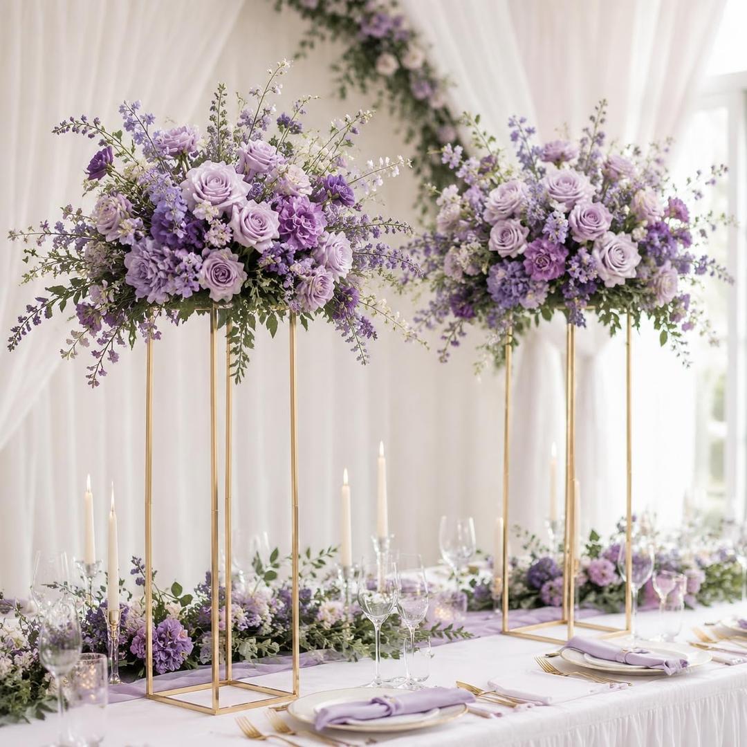 Sziqiqi Wedding Centerpieces for Tables Gold - Tall Metal Flower Stand Decorations for Weddings Party Metal Floor Geometric Vases for Events Reception 31.5inch