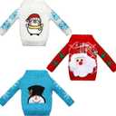 Aoriher 3 Pcs Christmas Doll Clothes Christmas Accessories Outfit Small Sweater Set Knitted Clothing Elk Xmas Santa Tree Snowflake Print Xmas Doll Accessories (Plaid Style)