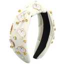 Halloween Headbands for Women, Ghost Pearl Rhinestone Knotted Headband Halloween Hair Accessories Party Gifts (6.2*5.1)