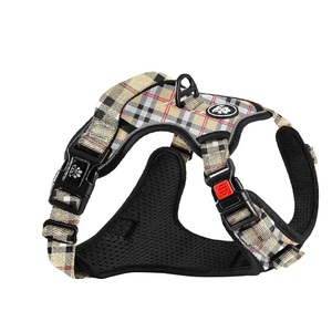 NESTROAD No Pull Dog Harness with, Reflective No Choke Pet Vest Harness for Medium Dogs(Checkered Beige,Medium)