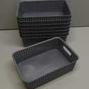 NETANY Plastic Storage Baskets - 8 Pack, Gray, Durable, Easy to Use, Flexible, Multi-Purpose, Ideal for Closets, Cabinets, Shelves, Countertops