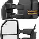 WHALEMOTOR Smoked Power Heated Tow Mirrors Compatible with 2015-2020 Ford F150 F-150, Extended Trailer Towing Side Mirrors w/Sequential Turn Signal & Ambient Temp Sensor(for 2019+)