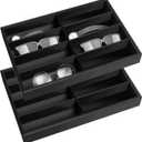 Amylove 2 Pcs Sunglass Organizer Trays Glasses Stackable Jewelry Trays Sunglass Organizer Display Box(8 Grids,Black)