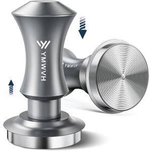 51mm Espresso Tamper, YMWVH Premium Barista Espresso Coffee Tamper Silver with Dual Spring Loaded 100% Stainless Steel Ripple Base, Constant 30lb, Compatible with Delonghi Espresso Coffee Machine