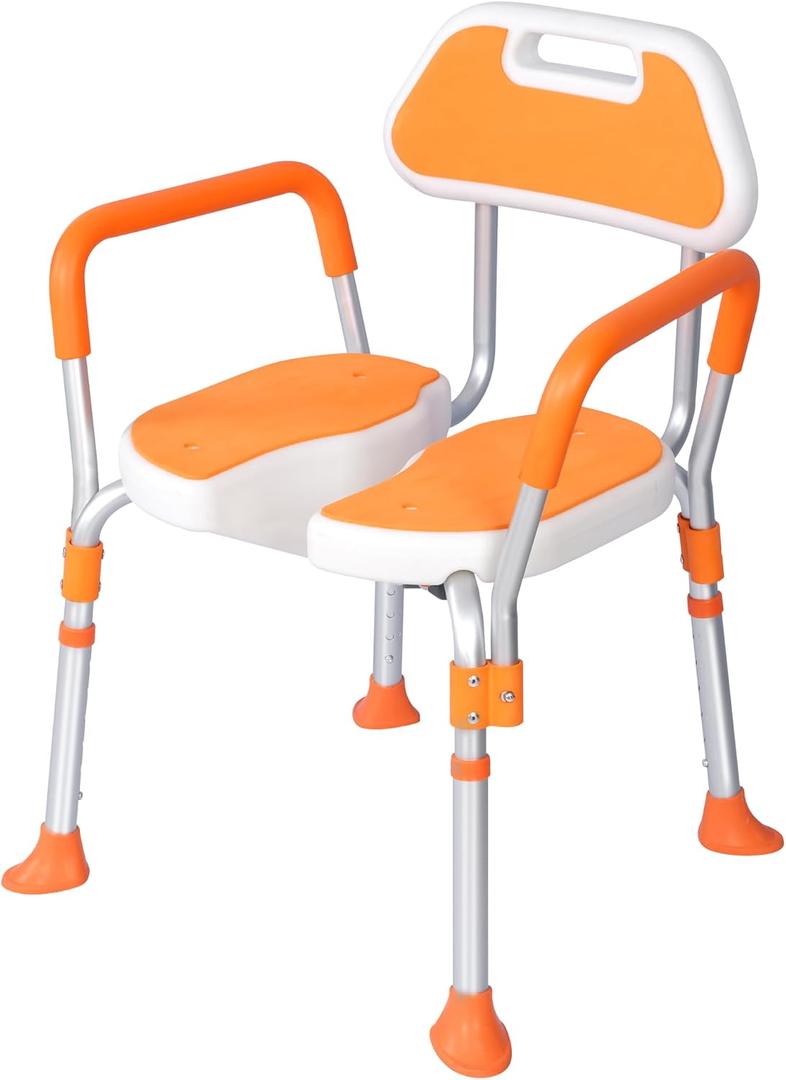 Adjustable Height Bath Chair with Aluminum Frame, Three-Dimensional Washing and Nursing Seat for Elderly and Disabled
