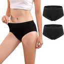 2pk Incontinence Underwear for Women Washable Seamless Leak Proof Absorbent Womens Incontinence Peanties for Bladder Leak Black M