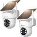 ANRAN Solar Security Cameras Wireless Outdoor,2K Cameras for Home Security with Fixed Solar Panel, 360 PTZ for Home Surveillance,2.4G WiFi, PIR Human Detection, 3MP Color Night Vision, 2 Pack