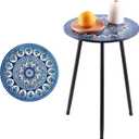 Party Zealot 1 Pack Metal Mosaic Round Side Table 13.4" Small End Table for Patio Round Accent Garden Corner Stand for Small Spaces Weather-Resistant for Balcony Plant Stand Indoor Outdoor