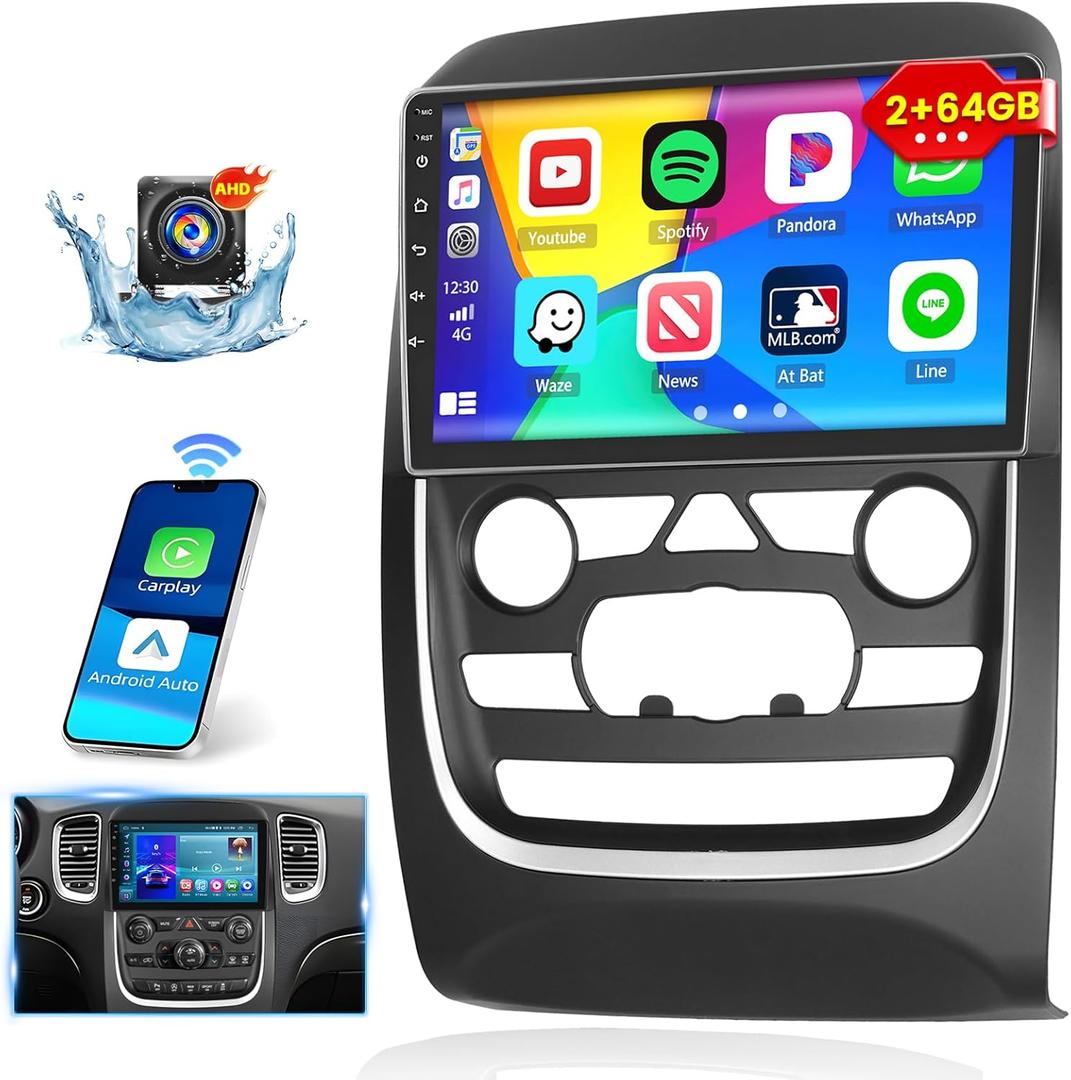[2+64GB] Inefala for Dodge Durango 2014-2020 Android Car Radio Stereo with Wireless CarPlay Android Auto, 9 Inch HD Touchscreen with GPS WiFi Bluetooth FM/RDS SWC Canbus Backup Camera MIC