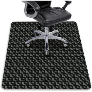 Office Chair Mat for Hardwood Floors, 48" x 36" Black 3D Pattern PVC Chair Mat, Heavy Duty Floor Protector for Rolling Chair, Easy Glide and Clean, Under Computer Desk Floor Mat for Home & Office Use