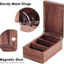MaxGear Business Card Holder for Desk, 2.2" x 3.5" Walnut Wood Business Card Organizer, Index Cards Box Holds 300 Cards, 3 Divider Boards, Includes A-Z Tabs, Desktop Organizers for Office & Home