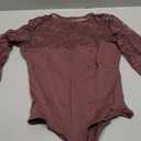 Avidlove Lace Long Sleeve Bodysuit for Women Crew Neck Body Suits Slimming Going Out Concert Tops Fall Outfits (Small, Purple Red)