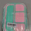 QQKO Bento Box for Kids Adults, School Toddler Lunch Box for Boys Girls, Lunch Box Containers with 4 Compartments, Sauce Container, Utensils, Food Picks and Muffin Cups for School, Pink Green