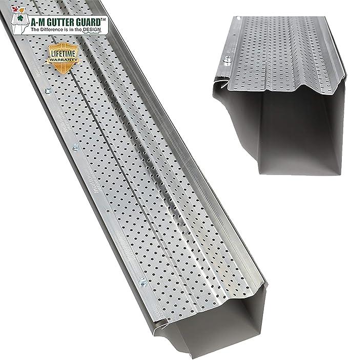 A-M Gutter Guard - Heavy Duty Lifetime Quality Aluminum Leaf & Debris Protection for 5-inch and 6-inch (6 Inch-200 Feet, Mill Finish) - Made in The USA