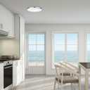 Globe Electric 65584 14" Integrated LED Flush Mount Ceiling Light, Chrome Finish, Frosted Shade, Slim Low Profile, 2200 Lumens, 3000K Warm White, Energy Star Certified