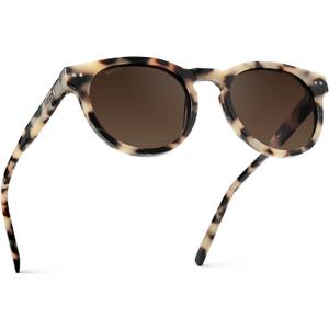 WearMe Pro Round Polarized Sunglasses for Women - Retro Classic UV400 Protection for Driving & Everyday Wear (Beige Tortoise / Brown Gradient Lens)