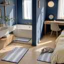 Navy Blue Bath Mats Plush Pom-Pom Super Absorbent Bathroom Rug Sets 2 Piece Non Slip Machine Washable Bath Mat for Bathroom Floor Quick Dry 16" x 24" + 20" x 32"