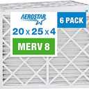 Aerostar 20x25x4 Air Filter MERV 8 (For Allergies, Dust, Lint, Mold & Pet Dander) - Electrostatic MPR 600 & FPR 5 - Pleated HVAC AC Furnace Air Filters - Pack of 6