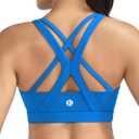 RUNNING GIRL Sports Bras for Women,Seamless Strappy Sports Bra High Support Crisscross Back with Removable Pads (Blue, S)