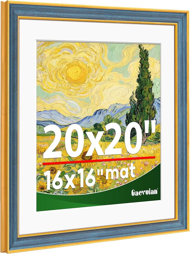 20x20 Frame, Wide Border and Antique Gold Trim Frame