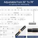 ENJOYBASICS 2 Pack Adjustable Spring Tension Curtain Rods 32 to 78 Inches, Stainless Steel Matte Black Shower Rod No Drilling for Window, Bathroom, Closet, Room Divider, 7/8" Diameter