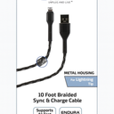 10ft Braided Sync & Charge Cable for Lightning Tip Metal Housing