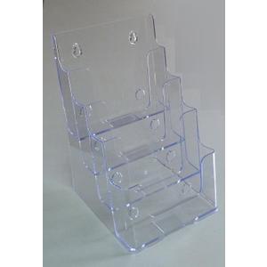 FixtureDisplays®  4 Tier Leaflet Holder Bi-fold  Literature Holder Clear Acrylic Wall Mountable, 13.5x9.3"