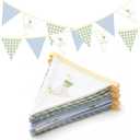 Hahafelt Goose Fabric Garland Banner One Silly Goose Birthday Decor Bow Geese Baby Shower Party Decorations for 1st Birthday Wedding Party(Plaid,Green, Blue and White)