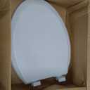 Mayfair Padded Toilet Seat with Chrome Hinges, Soft Vinyl over Wood Core Seat, Made in USA, Elongated, White
