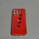 Caseative for iPhone 13 Pro Max Case,Cute Plating Love Heart Wrist Strap Chain Bracelet Phone Case (Red)